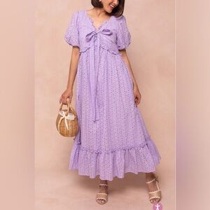 Ivy City Co Picnic Dress in Lavender Eyelet